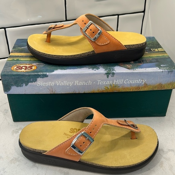 SAS Women Thong Sandals Slide SANIBEL Orange 6M NEW Made in USA - Picture 1 of 13